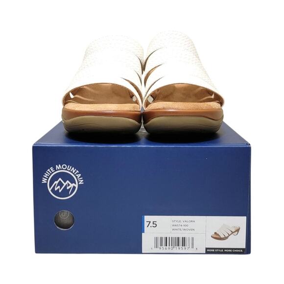 White Mountain Women Valora Wedge Heel Slide Sandals Size US 7.5M White Woven - Picture 7 of 7